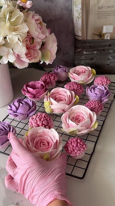 Flores de marshmallow rosa