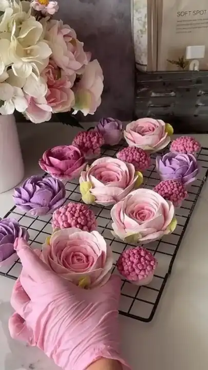 Flores de marshmallow rosa