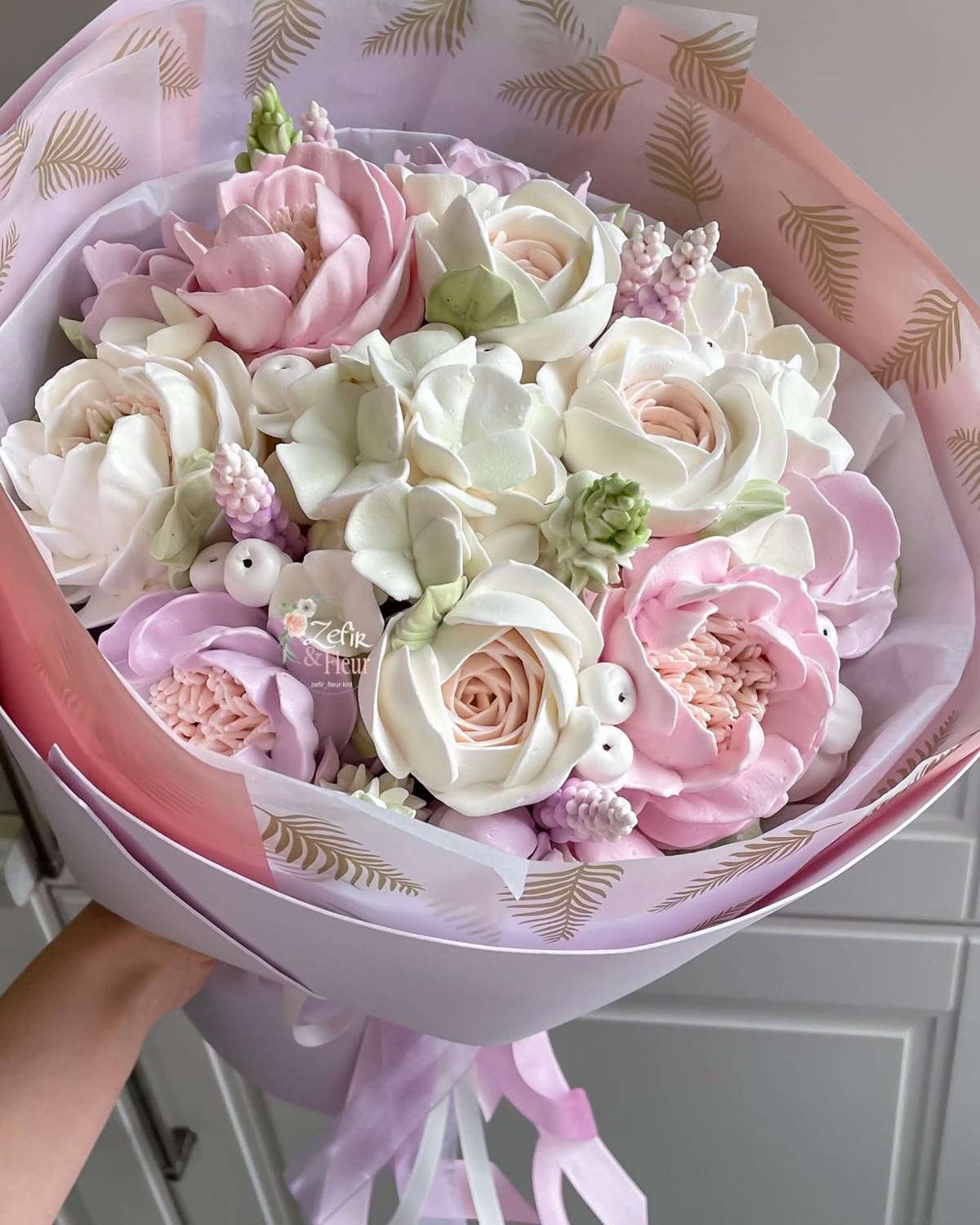 Bouquet premium rosa y blanco